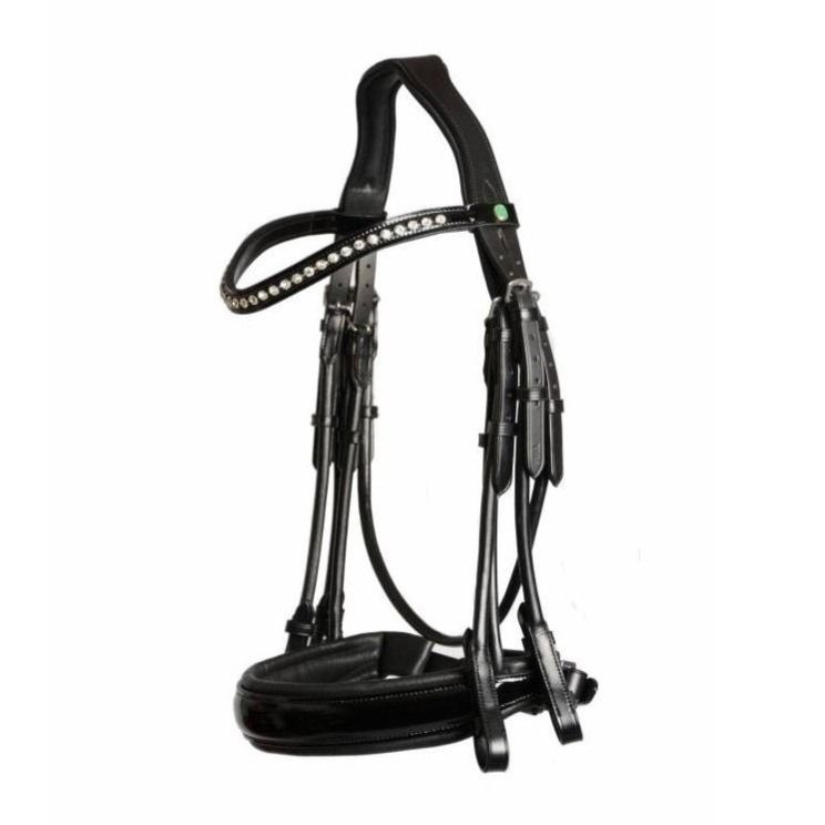 LJ Leathers Dressage Double Bridle Patent Round