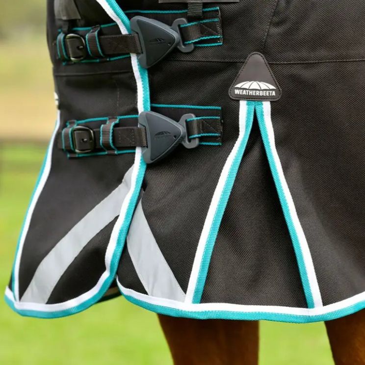 Weatherbeeta Couverture de pluie en polaire à col combiné pour cheval (10 cm x 22 cm) (bleu marine/rouge/blanc