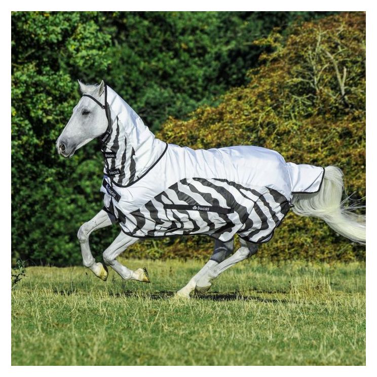 Bucas Buzz Off Rain Zebra Fly Rug with Full Neck