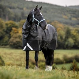 AMKA Couverture D'extérieur 1200D 200g Avec Encolure Bleu Foncé/Bordeaux - Protection Respirante Pour Cheval