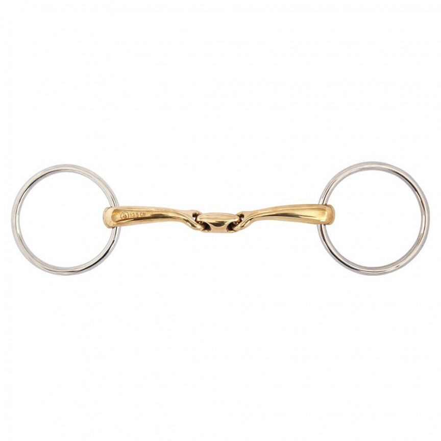 BR Double Jointed Loose Ring Snaffle Soft Contact 14MM