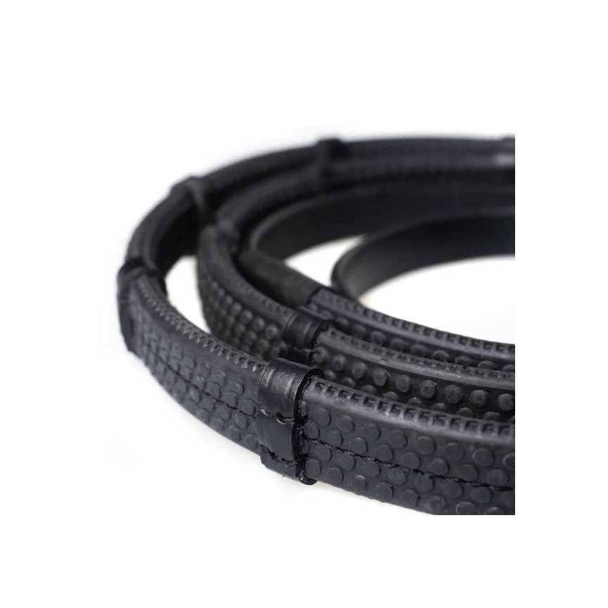 Nibago Reins Rubber Anti Slip + Stops Black