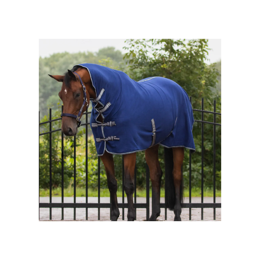 QHP Fleece Rug Basic With Neck Blue